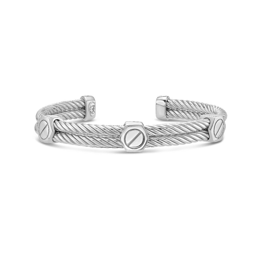 Phillip Gavriel Sterling Silver Italian Cable Men’s Cuff Bracelet – 8mm wide